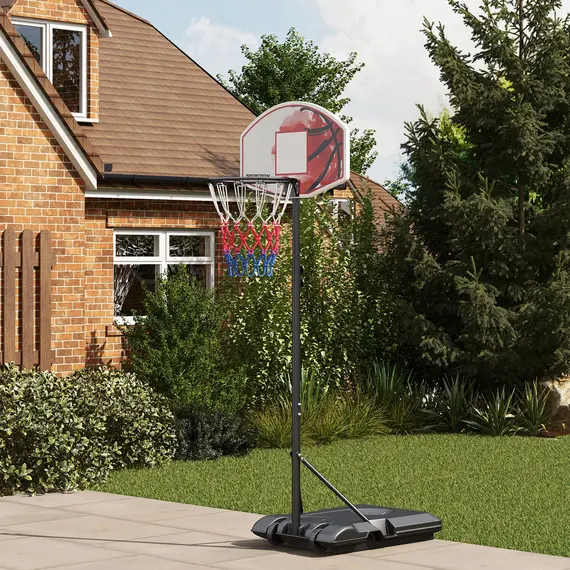 Buy Adjustable Basketball Stand Net System, with Wheels, Enlarged Base, PE, Backboard, 179-209cm, 2 image