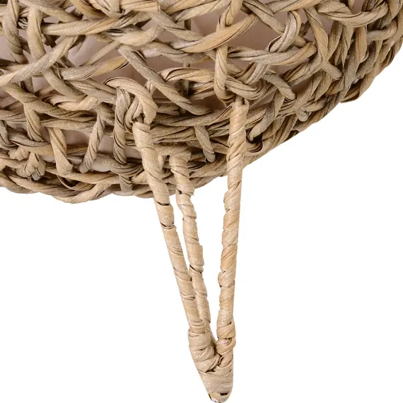 Buy Wicker Cat Bed, Ball-Shaped Rattan Elevated Cat Basket with Three Tripod Legs, Cushion - Natural Wood Finish, 9 image
