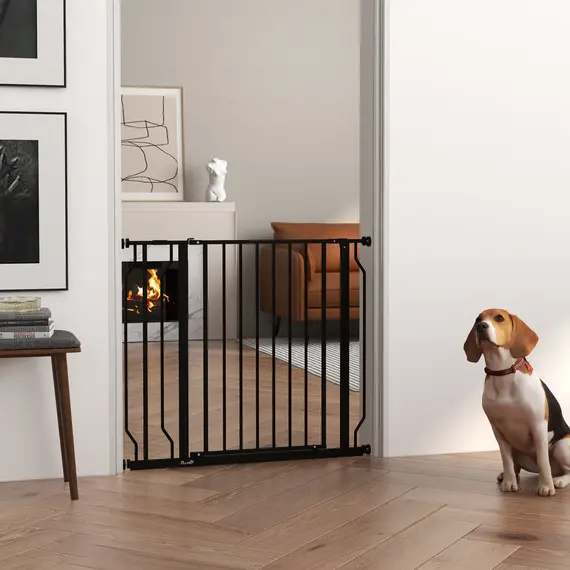 Buy Wide Dog Safety Gate, with Door Pressure, for Doorways, Hallways, Staircases - Black, 2 image