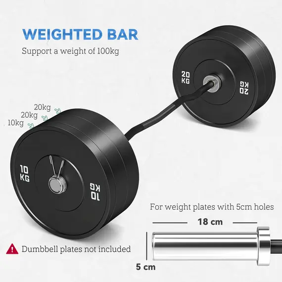 Buy 120cm EZ Barbell Bar for 5cm Weight Plates, with Spring Clips, 8kg, 5 image
