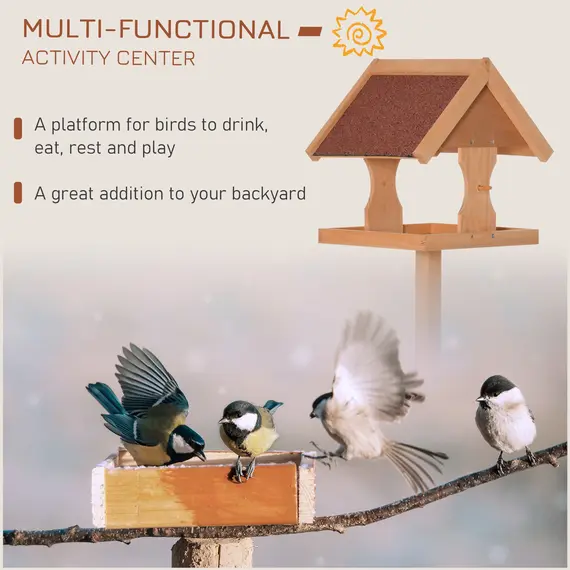 Buy Wooden Bird Table Wild Bird Feeding Station Freestanding Feeder for Garden Outdoor 55 x 55 x 144cm, 4 image