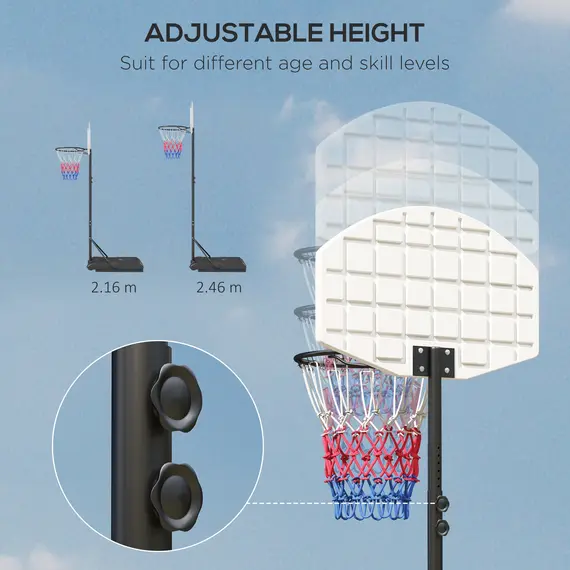 Buy Adjustable Basketball Stand Net System, with Wheels, Enlarged Base, PE, Backboard, 179-209cm, 5 image