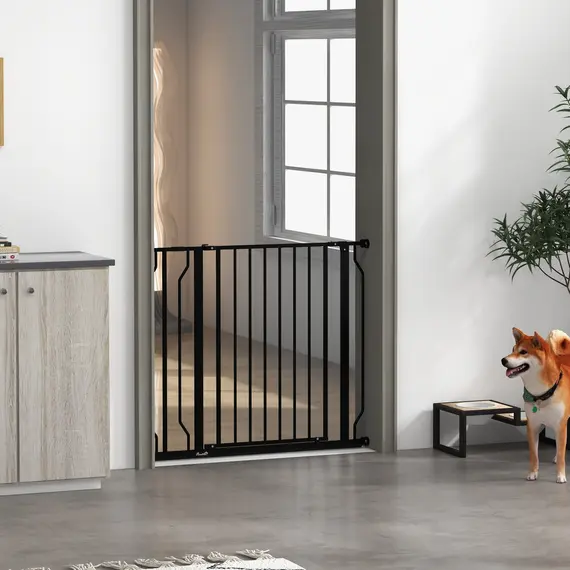 Buy Wide Dog Safety Gate, with Door Pressure, for Doorways, Hallways, Staircases - Black, 7 image