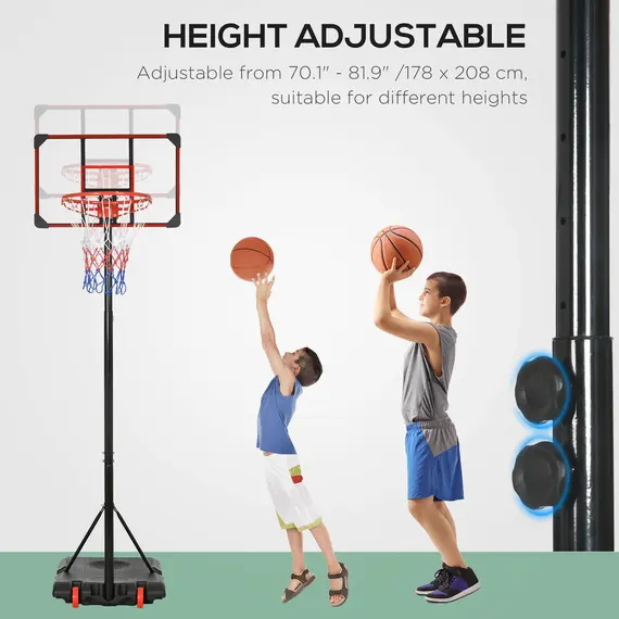 Buy Height Adjustable Basketball Hoop and Stand with Firm Backboard and Weighted Base, Portable on Wheels, Red, 4 image
