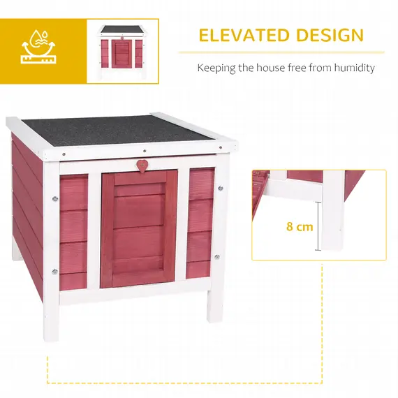 Buy Wooden Rabbit Hutch 51 x 42 x 43 cm, Red, 5 image