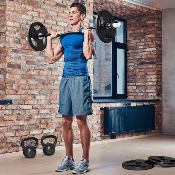 Buy 120cm EZ Barbell Bar for 5cm Weight Plates, with Spring Clips, 8kg, 8 image