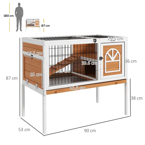Buy Wooden Rabbit Hutch, Guinea Pig Cage, with Removable Tray, Openable Roof, 3 image