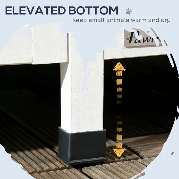 Buy Wooden Cat House with Flower Pot, Windows, Multiple Entrances, Water-Resistant Roof for Outdoor - Grey, 7 image