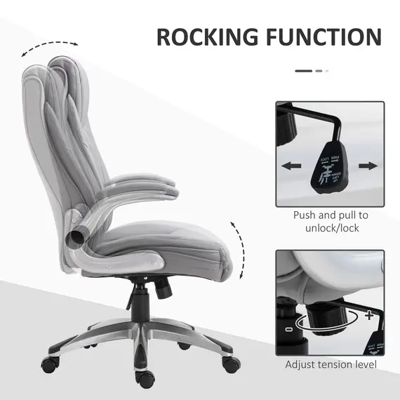 Buy Faux Leather Executive Swivel Office Chair - Grey, 5 image