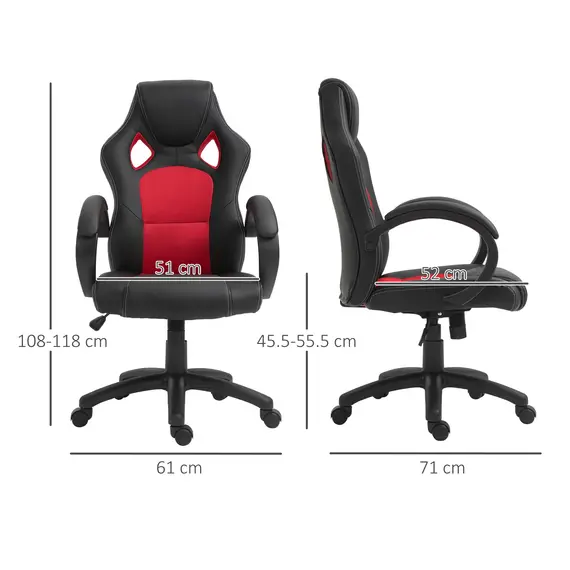 Buy Office Chair Faux Leather Swivel Computer Desk Chair for Home Office with Wheels Armrests Black, 3 image