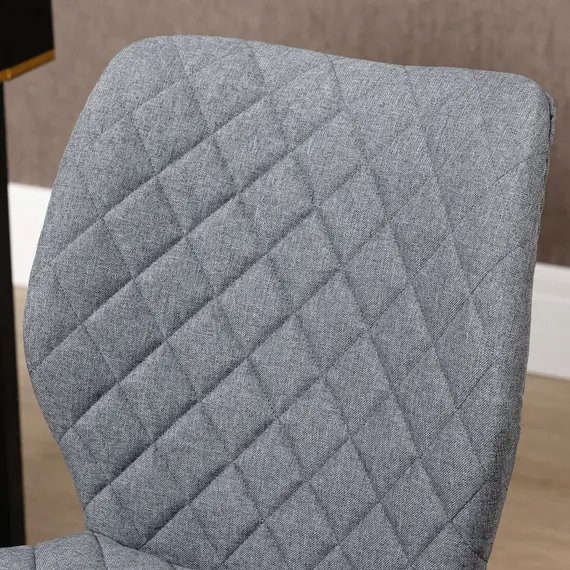 Buy Armless Office Chair Adjustable Computer Chair Swivel Chair with Rolling Wheels and Linen Fabric Back Support for Home Office Students Study Grey, 8 image
