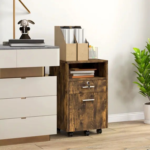 Buy Lockable Two-Drawer Filing Cabinet, with Wheels - Wood-Effect, 2 image