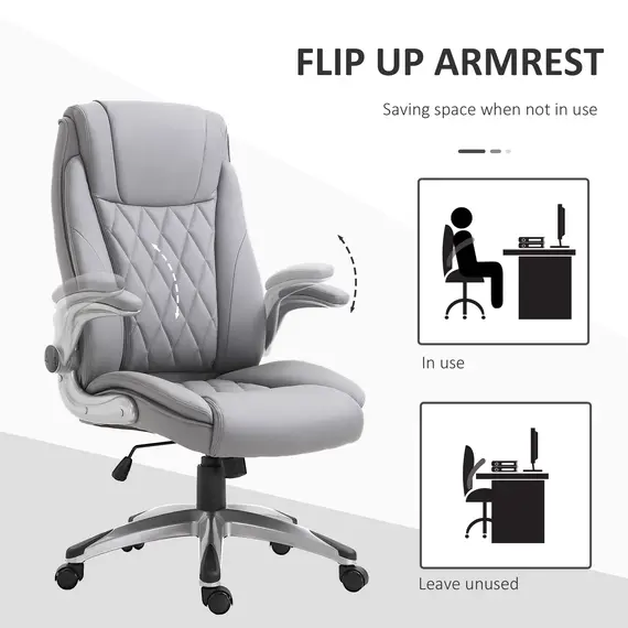 Buy Faux Leather Executive Swivel Office Chair - Grey, 6 image