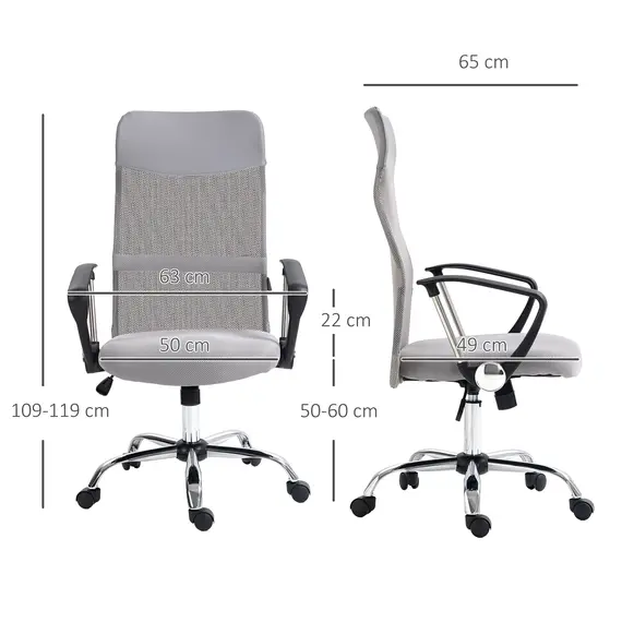 Buy Ergonomic Office Chair Mesh Chair with Adjustable Height Tilt Function Light Grey, 3 image