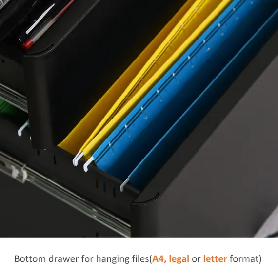 Buy Lockable Cabinet, Rolling Filing Cabinet with 3 Drawers, Steel Office Drawer Unit for A4, Letter, Legal Sized Files, 6 image