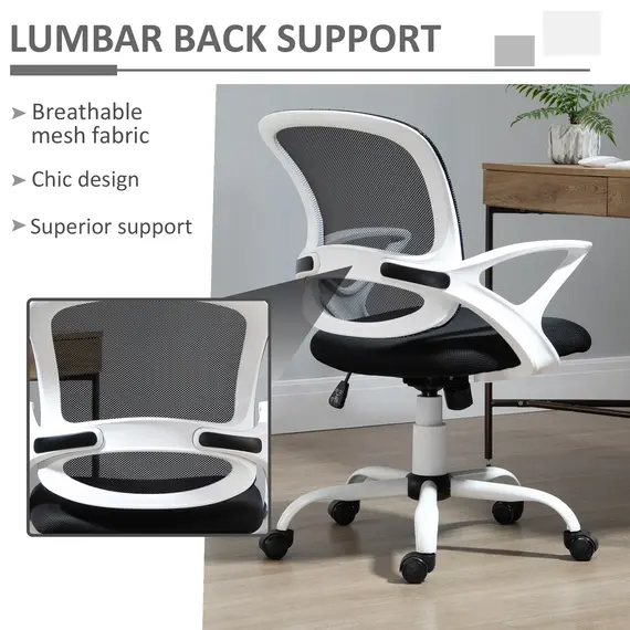 Buy Office Chair Mesh Swivel Desk Chair with Lumbar Back Support Adjustable Height Armrests Black, 6 image