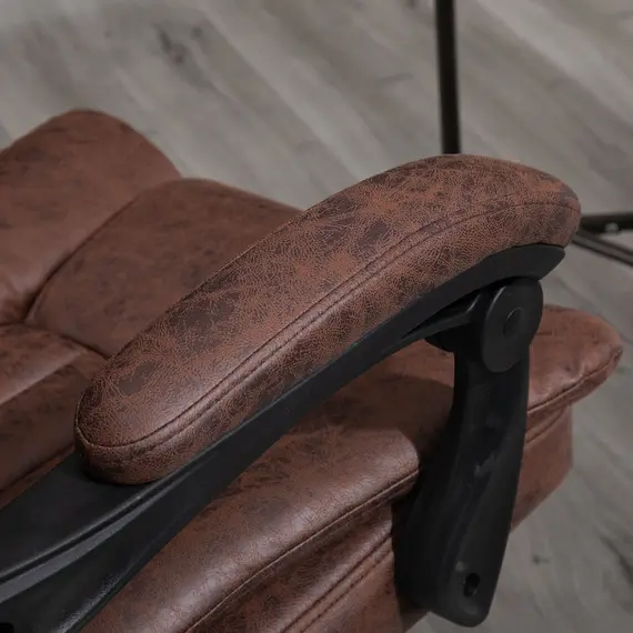 Buy Home Office Chair Microfibre Desk Chair with Reclining Function Armrests Swivel Wheels Footrest Brown, 8 image