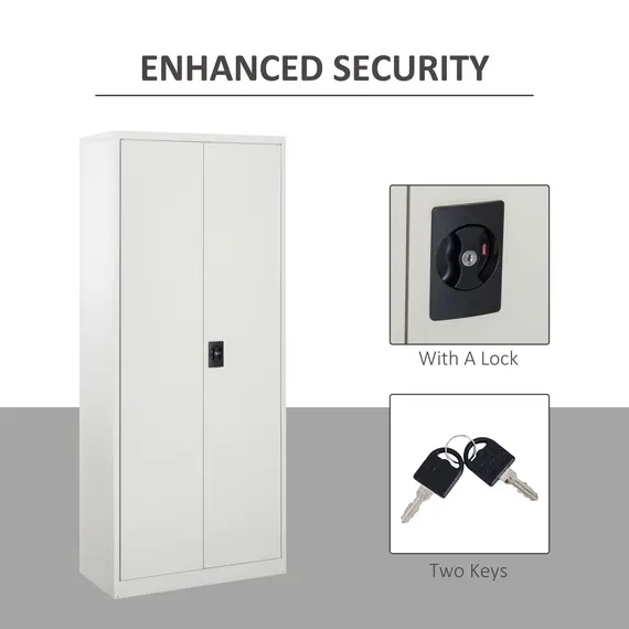 Buy Cool Rolled Steel Tall Office Lockable Filing Cabinet 2 Doors 4 Internal Adjustable Shelves Bookcase Cabinet Storage Unit 80 L x 40 W x 184 cm, 6 image