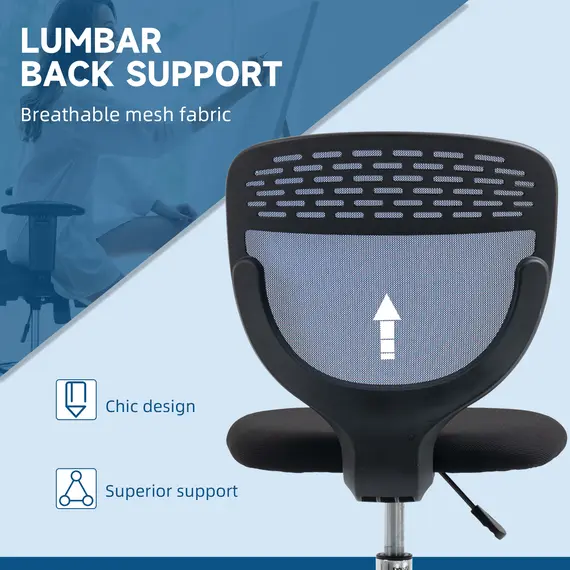 Buy Drafting Chair, Swivel Office Draughtsman Chair, Mesh Standing Desk Chair with Adjustable Foot Ring, Armless, Dark Blue, 6 image