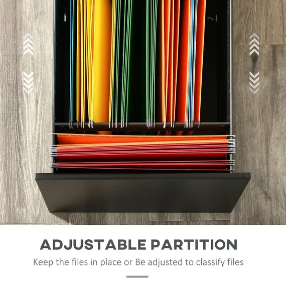 Buy Metal Mobile File Cabinet with Wheels, Lockable 2 Drawer Filing Cabinet for A4, Legal, Letter, Compact Under Desk Storage Unit with Pre-Assembled Body for Home Office, 39 x 48 x 67cm, Black, 6 image