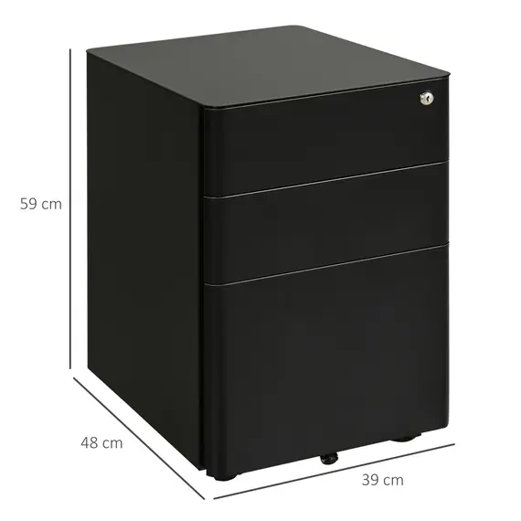 Buy Lockable Cabinet, Rolling Filing Cabinet with 3 Drawers, Steel Office Drawer Unit for A4, Letter, Legal Sized Files, 3 image