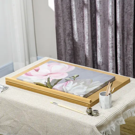 Buy Desktop Table A2 Easel Craft Workstation, Adjustable Beechwood Table Top Easel, Portable Folding Artist Drawing & Sketching Board for Adults, Beginners, Artists Painting, 8 image