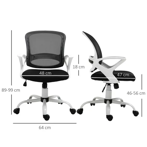 Buy Office Chair Mesh Swivel Desk Chair with Lumbar Back Support Adjustable Height Armrests Black, 3 image