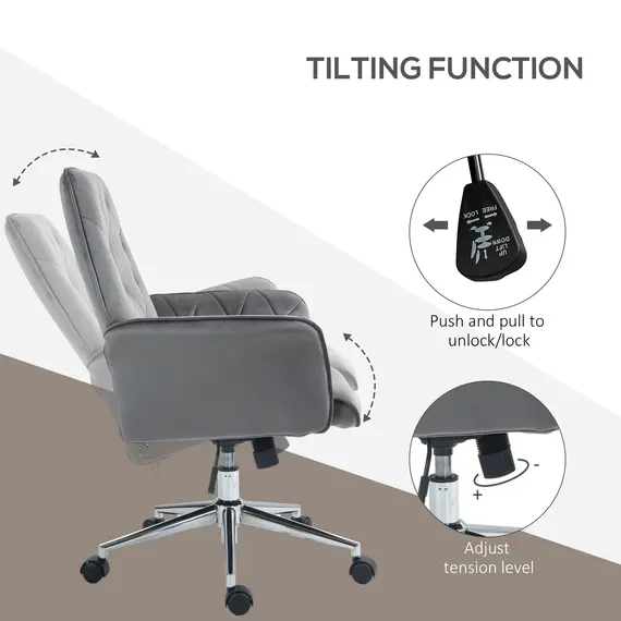 Buy Linen Computer Chair with Armrest, Modern Swivel Chair with Adjustable Height, Dark Grey, 5 image
