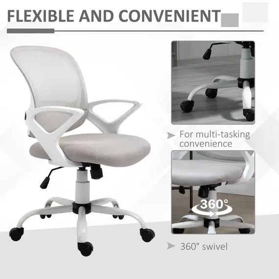 Buy Office Chair Mesh Swivel Desk Chair with Lumbar Back Support Adjustable Height Armrests Grey, 7 image