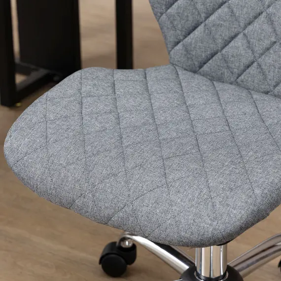 Buy Armless Office Chair Adjustable Computer Chair Swivel Chair with Rolling Wheels and Linen Fabric Back Support for Home Office Students Study Grey, 9 image