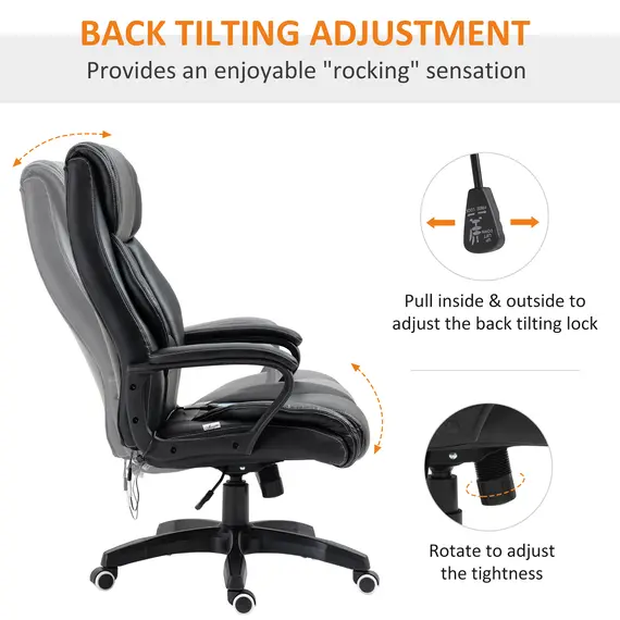 Buy High Back Executive Office Chair 6- Point Vibration Massage Extra Padded Swivel Ergonomic Tilt Desk Seat, Black, 7 image