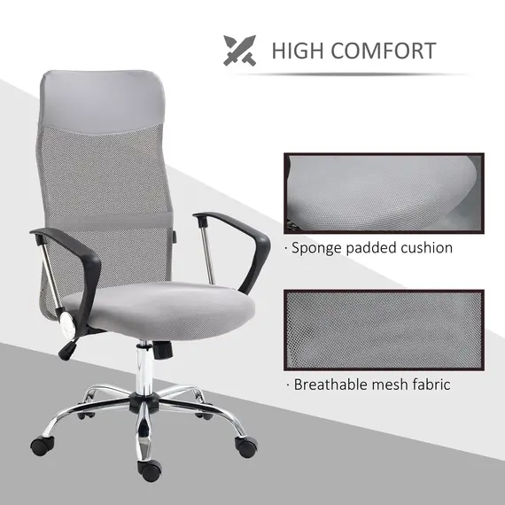 Buy Ergonomic Office Chair Mesh Chair with Adjustable Height Tilt Function Light Grey, 7 image