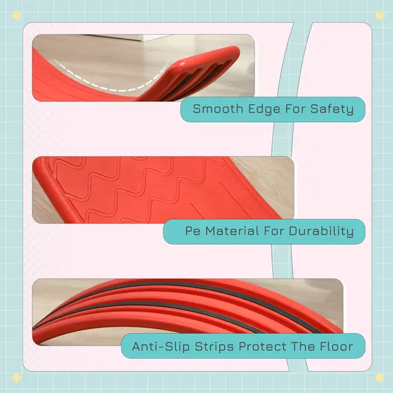 Buy Balance Board Kids Wobble Board, Stepping Stone, Montessori Toy for Children, Nursery Toy, for Ages 3-6 Years, 82 x 27.5 x 19.5cm - Red, 6 image