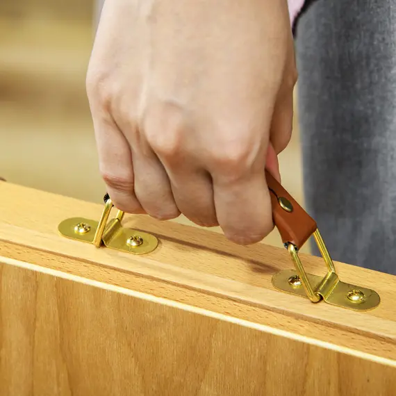 Buy Wooden Table Easel Box with Storage Portable Folding Artist Easel, Natural, 9 image