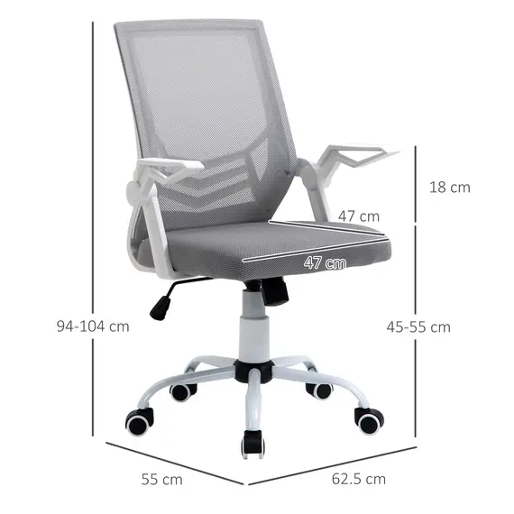 Buy Office Chair, Ergonomic Desk Chair, Executive Computer Chair with 90° Flip-up Armrest and Lumbar Support, Adjustable Height for Home/Office, Grey, 3 image