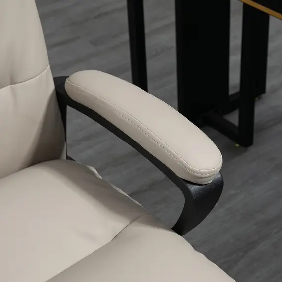 Buy Office Chair, PU Leather Computer Desk Chair Office Chair with Adjustable Height and Swivel Rolling Wheels for Work Study, Light Grey, 7 image