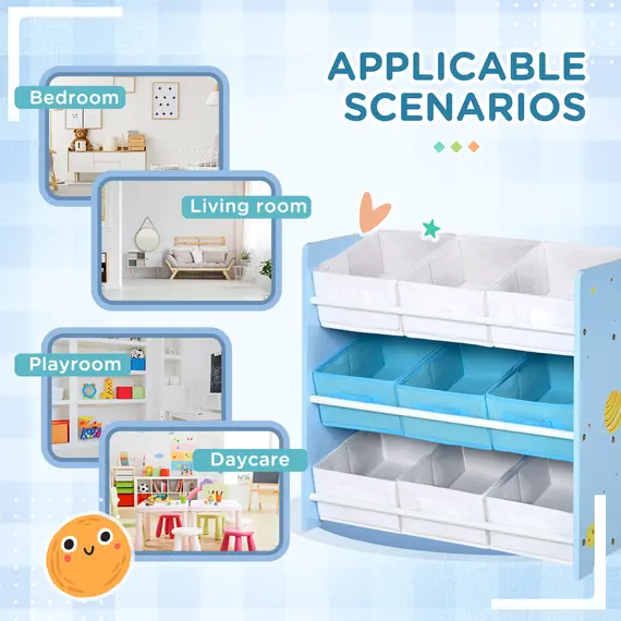 Buy Kids Storage Rack, with Nine Removable Baskets, for Nursery, Bedroom, Playroom - Blue, 7 image