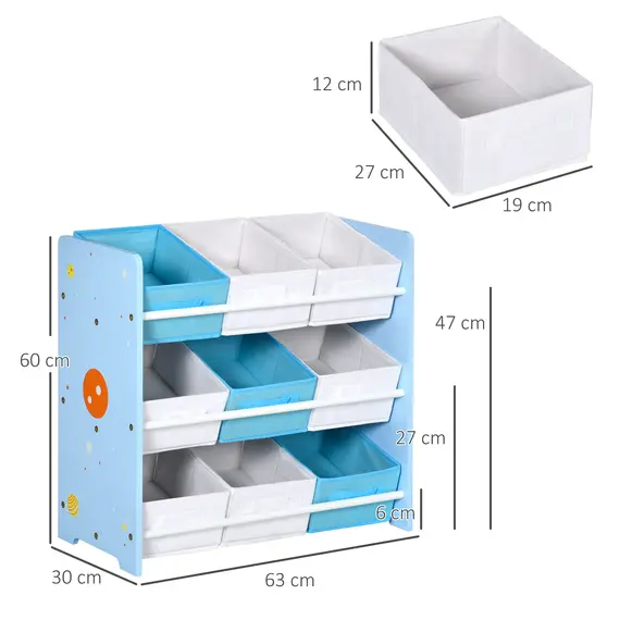Buy Kids Storage Rack, with Nine Removable Baskets, for Nursery, Bedroom, Playroom - Blue, 3 image