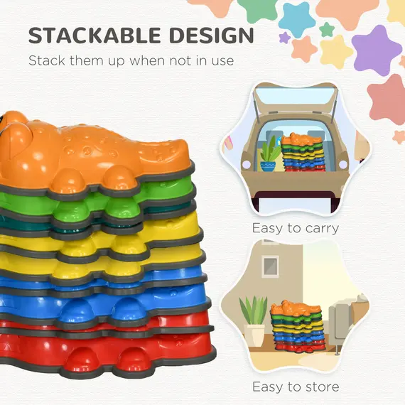 Buy 9PCs Kids Stepping Stones, Crocodile-Designed Sensory Toys, with Anti-Slip Edge Balance River Stones, 6 image