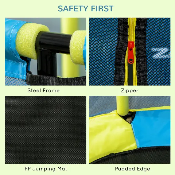 Buy 55" Kids Trampoline, Bungee Gym, with Safety Net, for Ages 3-10 Years - Blue, 5 image