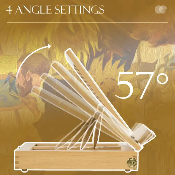 Buy Wooden Table Easel Box with Storage Portable Folding Artist Easel, Natural, 5 image