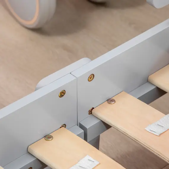 Buy Kids Toddler Bed, with Star and Moon Patterns, Side Rails, for Ages 3-6 Years - Grey, 8 image