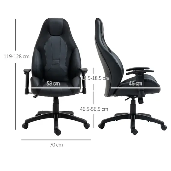 Buy Racing Gaming Chair, Mesh & Faux Leather Computer Chair with High Back, Swivel Wheels, Adjustable Height and Armrest, Black, 3 image