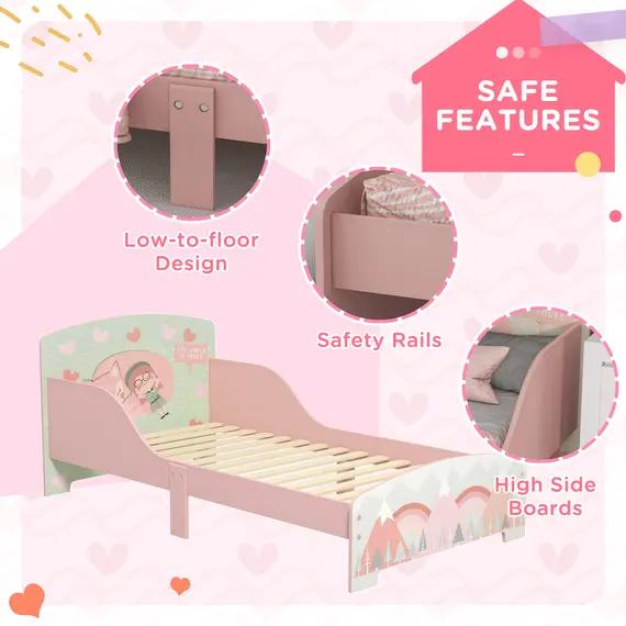 Buy Toddler Bed Frame, Kids Bedroom Furniture for Ages 3-6 Years, Pink, 5 image