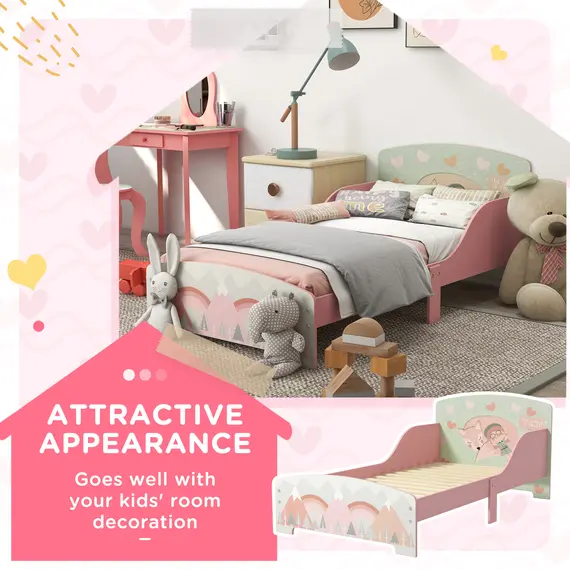 Buy Toddler Bed Frame, Kids Bedroom Furniture for Ages 3-6 Years, Pink, 4 image