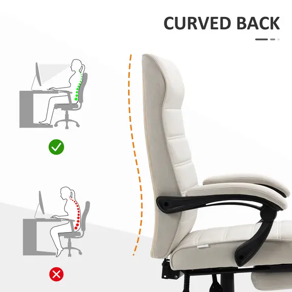 Buy Office Chair, Computer Desk Chair, Fabric Swivel Chair with Adjustable Height and Rolling Wheels for Home Office Work Study, Cream White, 8 image