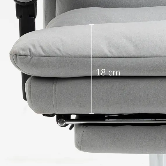 Buy Office Chair with Footrest, Double Padding Ergonomic Desk Chair with 6-Point Vibration Massage and Back Heating, Microfibre Fabric with 135° Reclining Back, Grey, 8 image