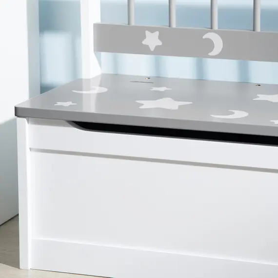 Buy 2 In 1 Kids Storage Bench, Toy Box w/ Safety Rod - Grey, 9 image