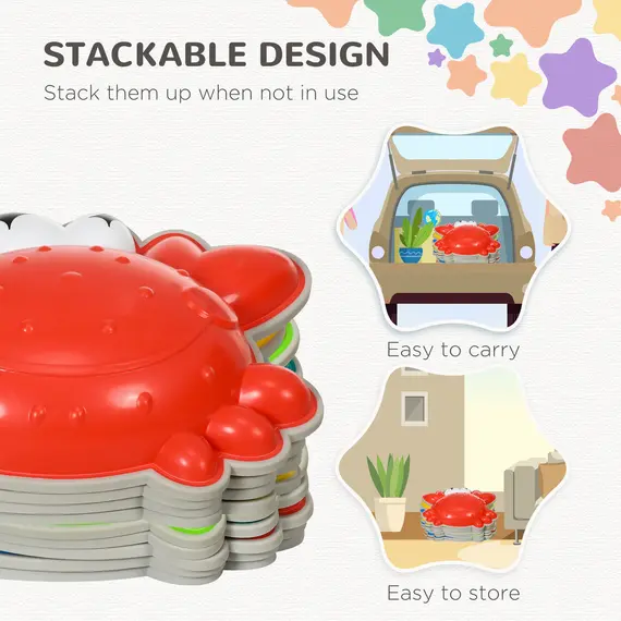Buy 9PCs Kids Stepping Stones with TPE Anti-Slip Edge, Crab-Designed Balance River Stones, Obstacle Courses, Stackable, 6 image