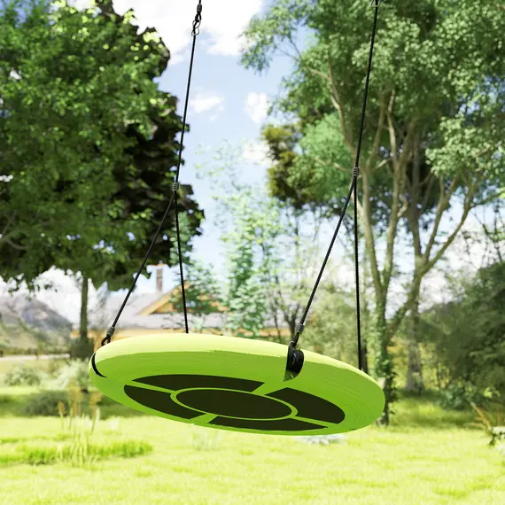 Buy 100cm Diameter Nest Seat for Kids with Height Adjustable Hanging Ropes for Outdoor, Playground, Garden, Green, 8 image